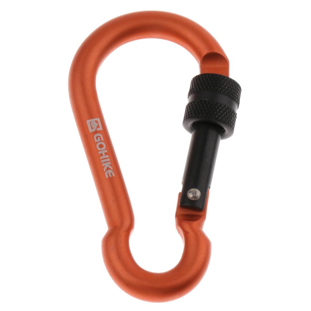 Outdoor Aluminum Alloy Climbing Screw Locking Keychain Hook golden orange