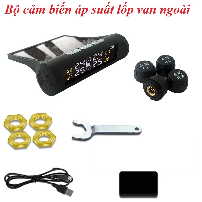 Cảm Biến Áp Suất Lốp Cao Cấp, Chạy bằng năng lượng mặt trời - Van Ngoài CB01