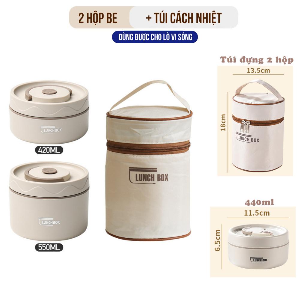 Hộp đựng cơm giữ nhiệt 3 tầng và hộp 4 ngăn bằng thép không gỉ 304 kèm túi