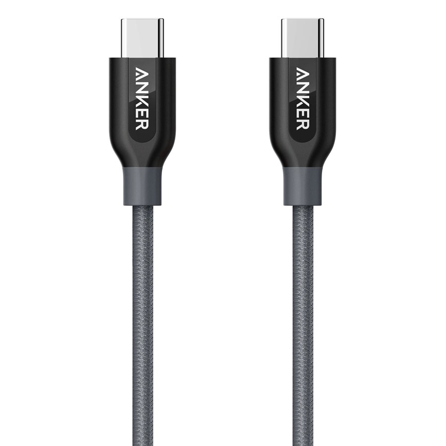 Dây Cáp Sạc USB Type-C Ra USB Type-C 2.0 Anker Powerline+ 0.9m (Kèm Bao Da) - A8187HA1 (Xám) - Hàng Chính Hãng