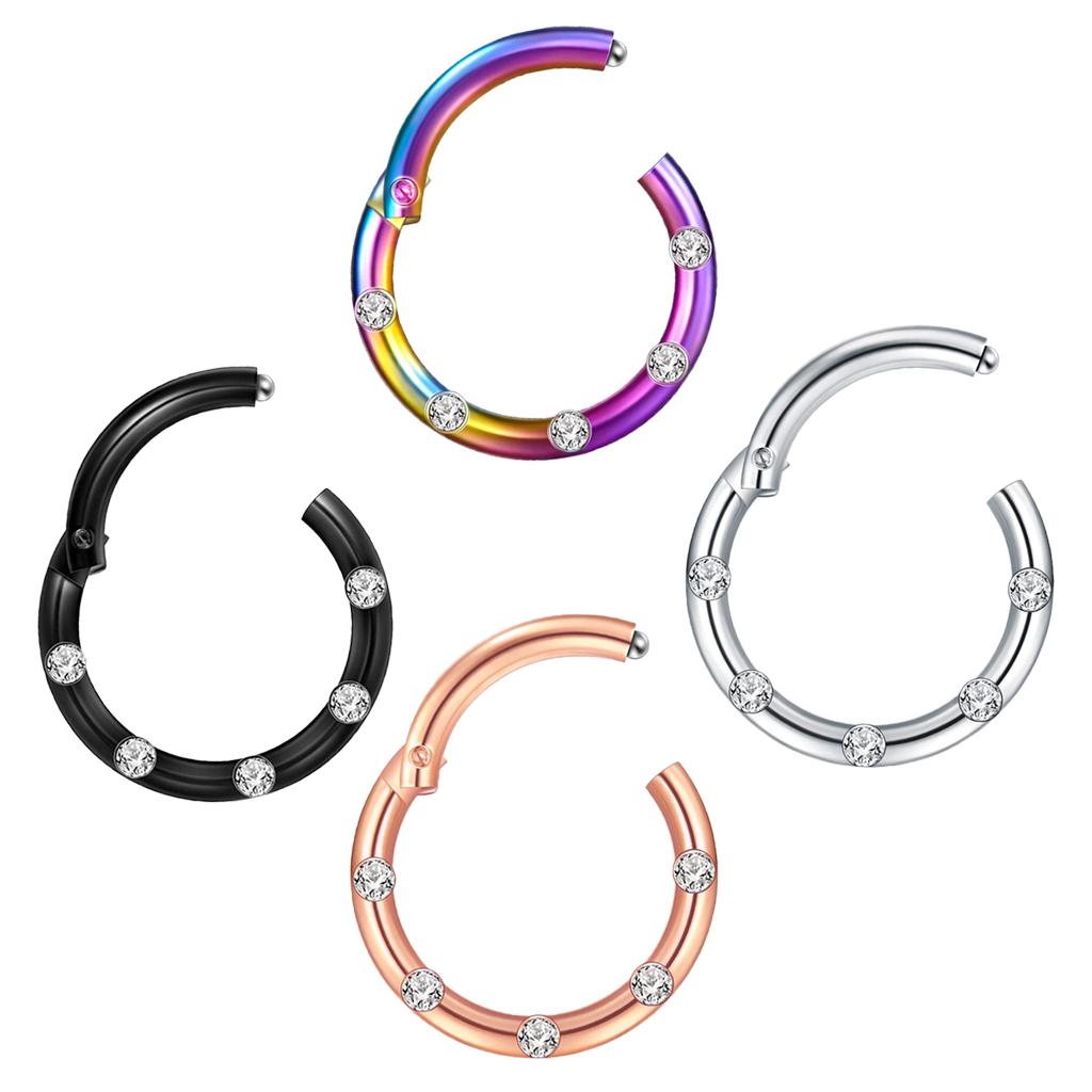 Crystal Stainless Steel Fake Septum Clicker Nose Ring Non-piercing Colorful
