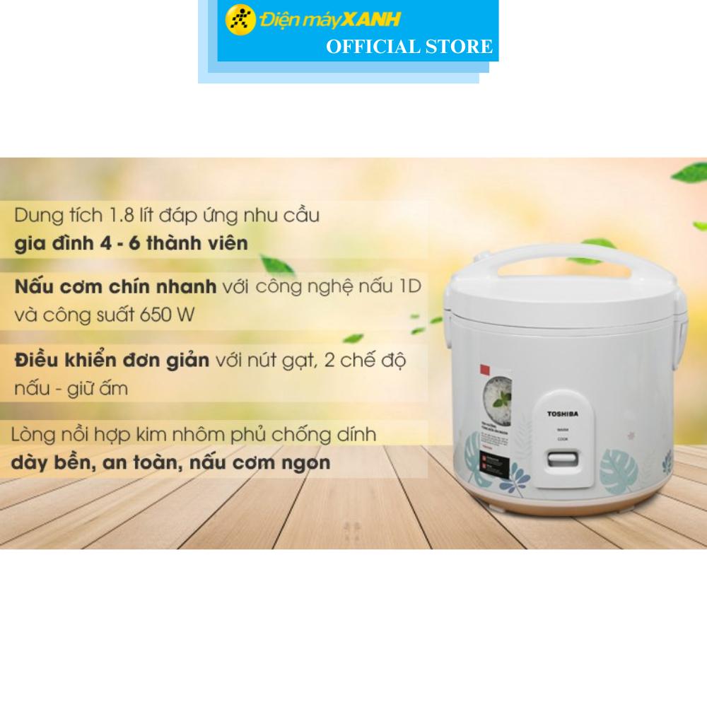 Nồi cơm nắp gài Toshiba 1.8 lít RC-18JH2PV(B) Hàng Chính Hãng
