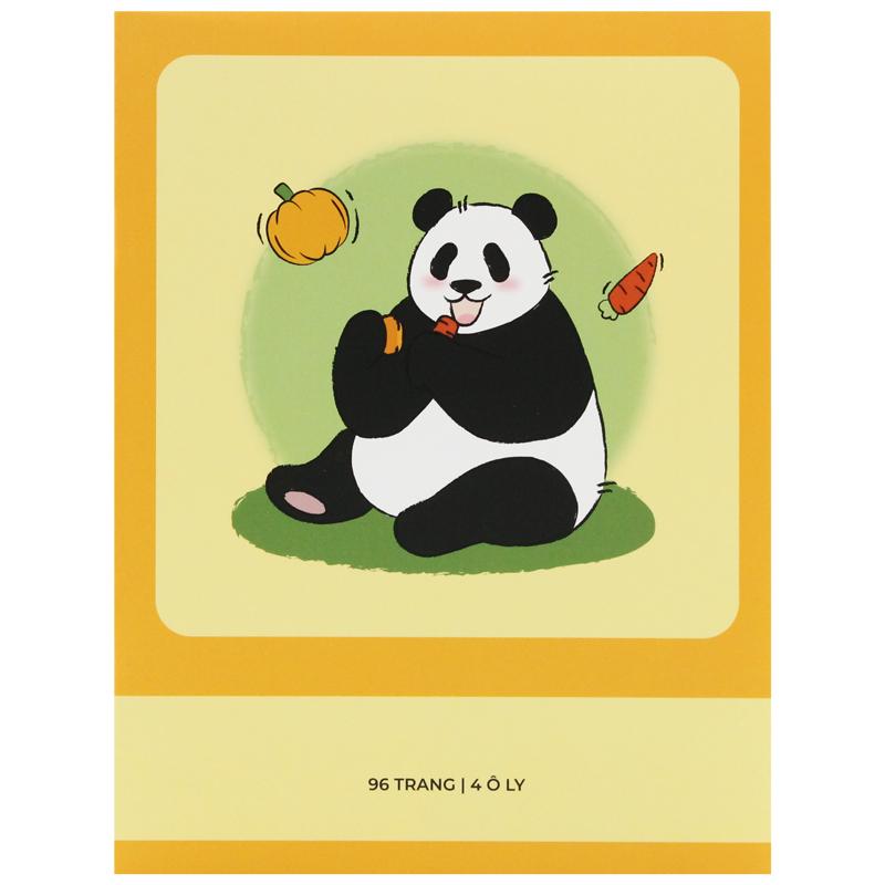 Combo 10 Tập Học Sinh Fluffy Panda - Miền Nam - 4 Ô Ly - 96 Trang 80gsm - The Sun 03 - Tặng Nhãn Vở Kèm Sticker
