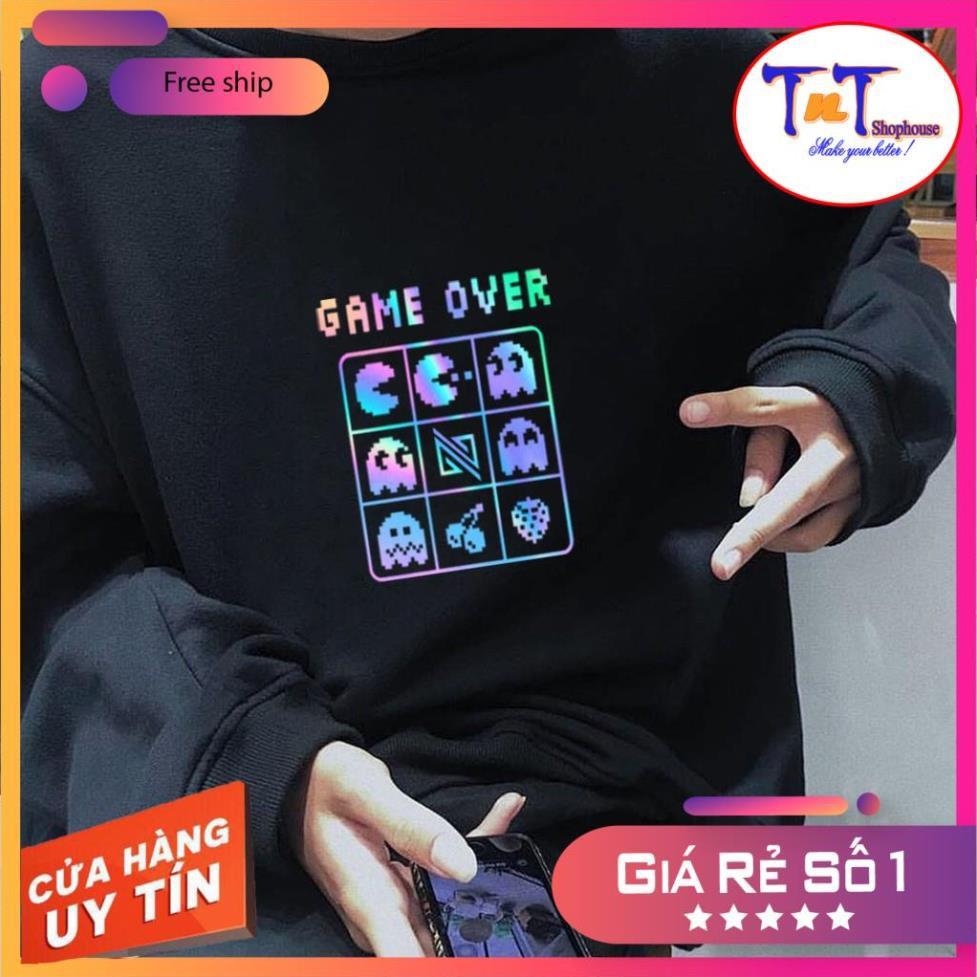 AS22 Áo Sweater Game Over Phản Quang Áo Nỉ Dài Tay Unisex Nam Nữ thời trang cao cấp sinh viên học sinh