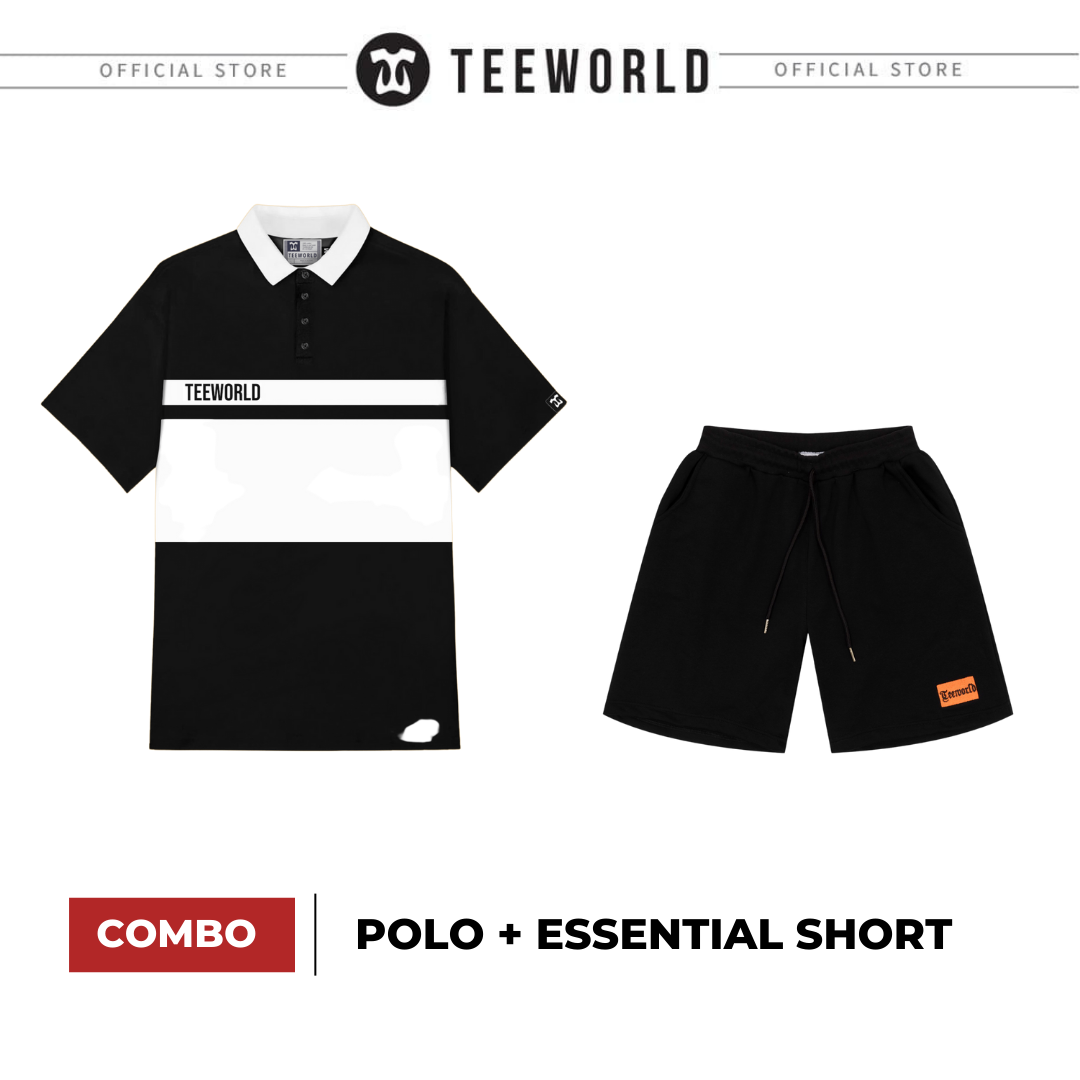 Combo áo thun Polo Teeworld &amp; Quần short Teeworld Essential Basic