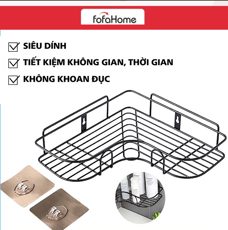 Kệ Góc Để Đồ Nhà Tắm Chất Liệu Inox Không Gỉ, Kệ Để Dầu Gội, Xà Bông Sữa Tắm Tặng Kèm Miếng Dán Tường Siêu Chắc Chắn