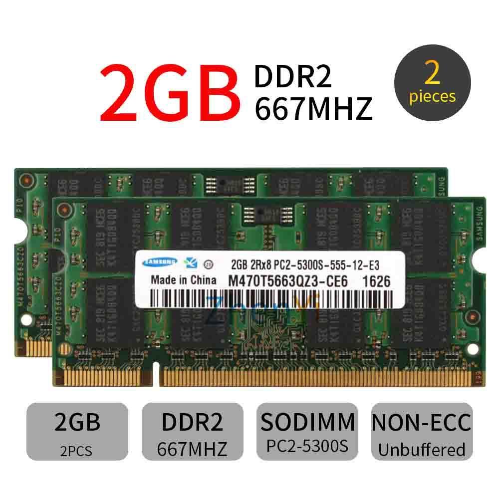 Bộ Nhớ Ram 2x2GB PC2-5300S DDR2 667MHz CL5 Cho Laptop Ap Laptop "Core 2 Duo" 2.13 13"