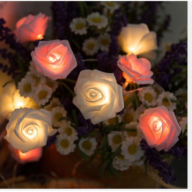 Đèn led dây bông hoa hồng trang trí dài 3m dùng pin