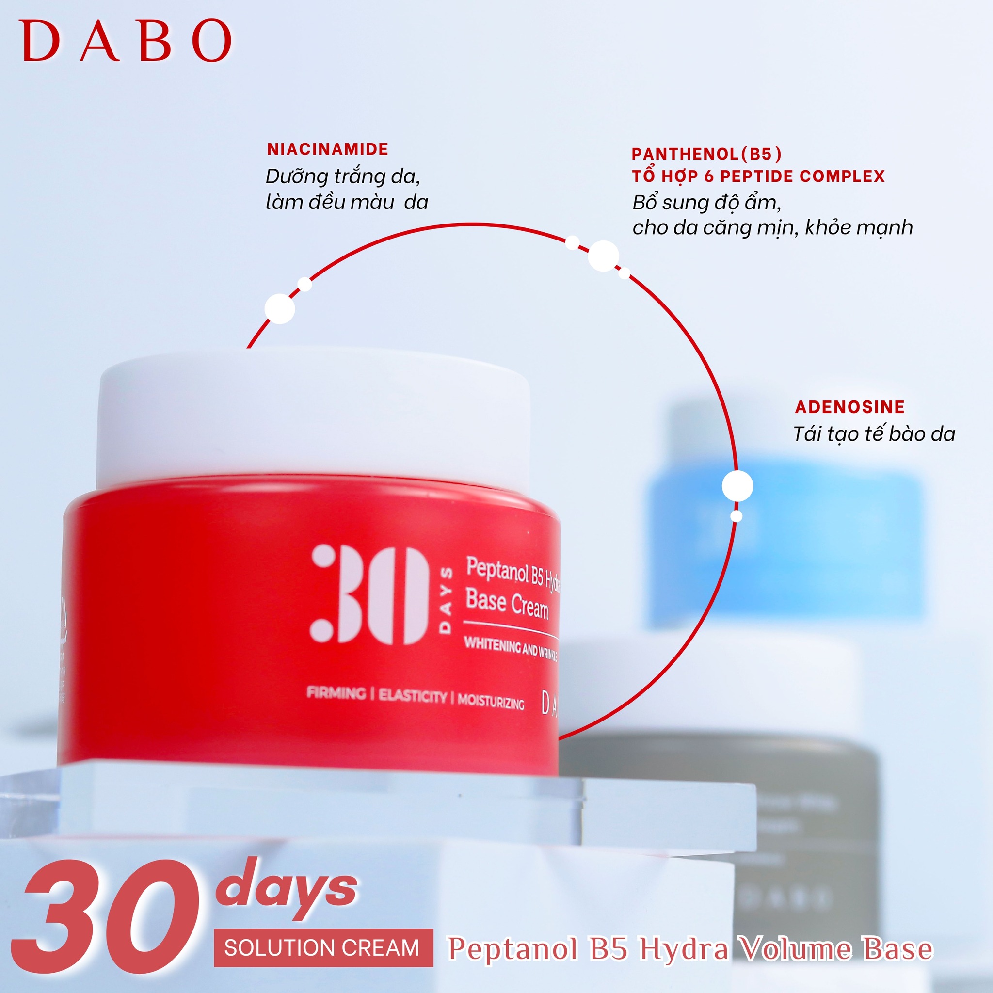 Kem dưỡng B5 dưỡng trắng, chống nhăn, nâng cơ, dưỡng ẩm tăng đàn hồi cho da - DABO Peptanol B5 Hydra Volume Base Cream 100ml