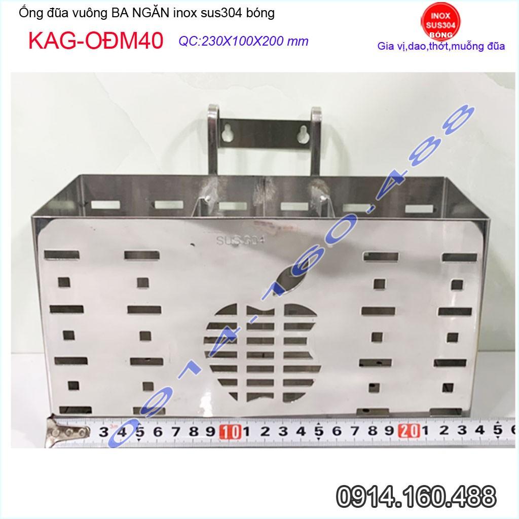 Ống đũa vuông SUS304 KAG-ODM40, Ống đựng đũa 3 inox dập khuôn cao cấp thiết kế đẹp sang trọng tinh tế từng chi tiết
