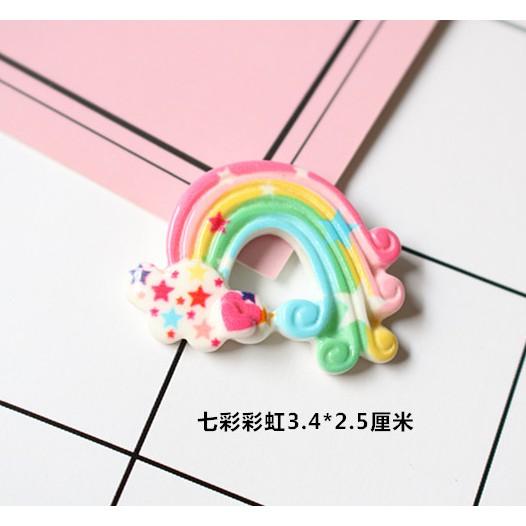 Chuyên Charm * Charm cầu vồng nhựa cứng size 3.4 x 2.5cm trang trí kẹp tóc, vỏ ốp điện thoại, dán Jibbitz, DIY