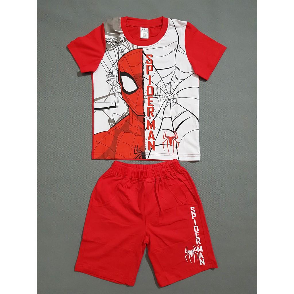 Bộ thun cotton spiderman người nhện bé trai