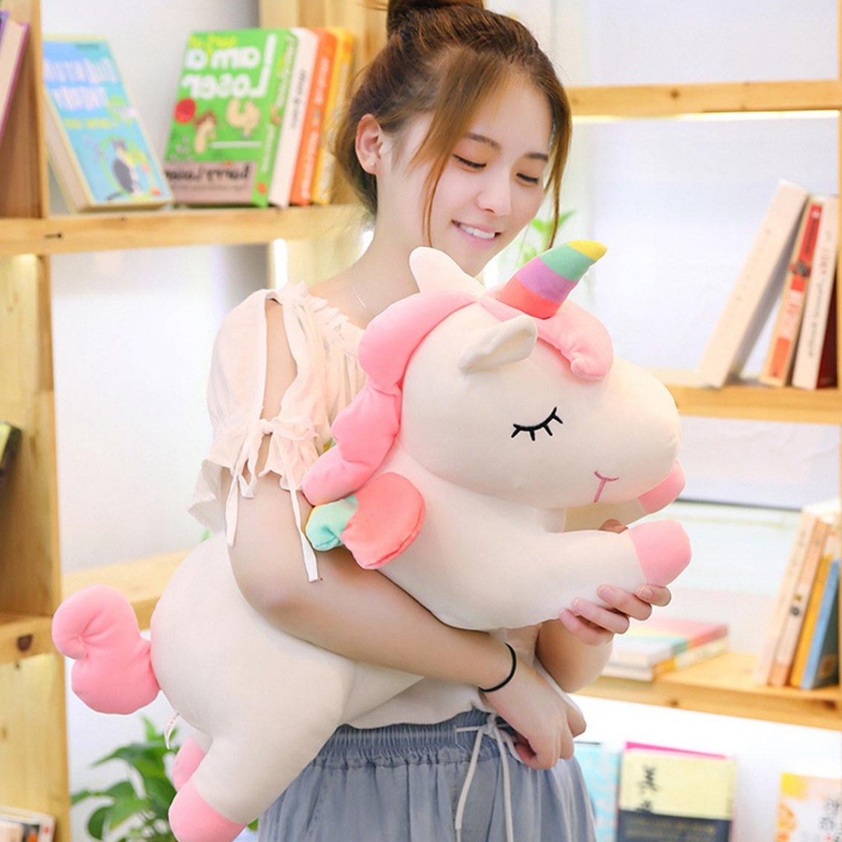 Gấu Bông Kỳ Lân Nằm Dễ Thương, Ngựa Một Sừng Unicorn Nằm Siêu Mềm Mịn (30cm---&gt;60cm) Gối Ôm Kỳ Lân Đáng Yêu Hàng Cao Cấp