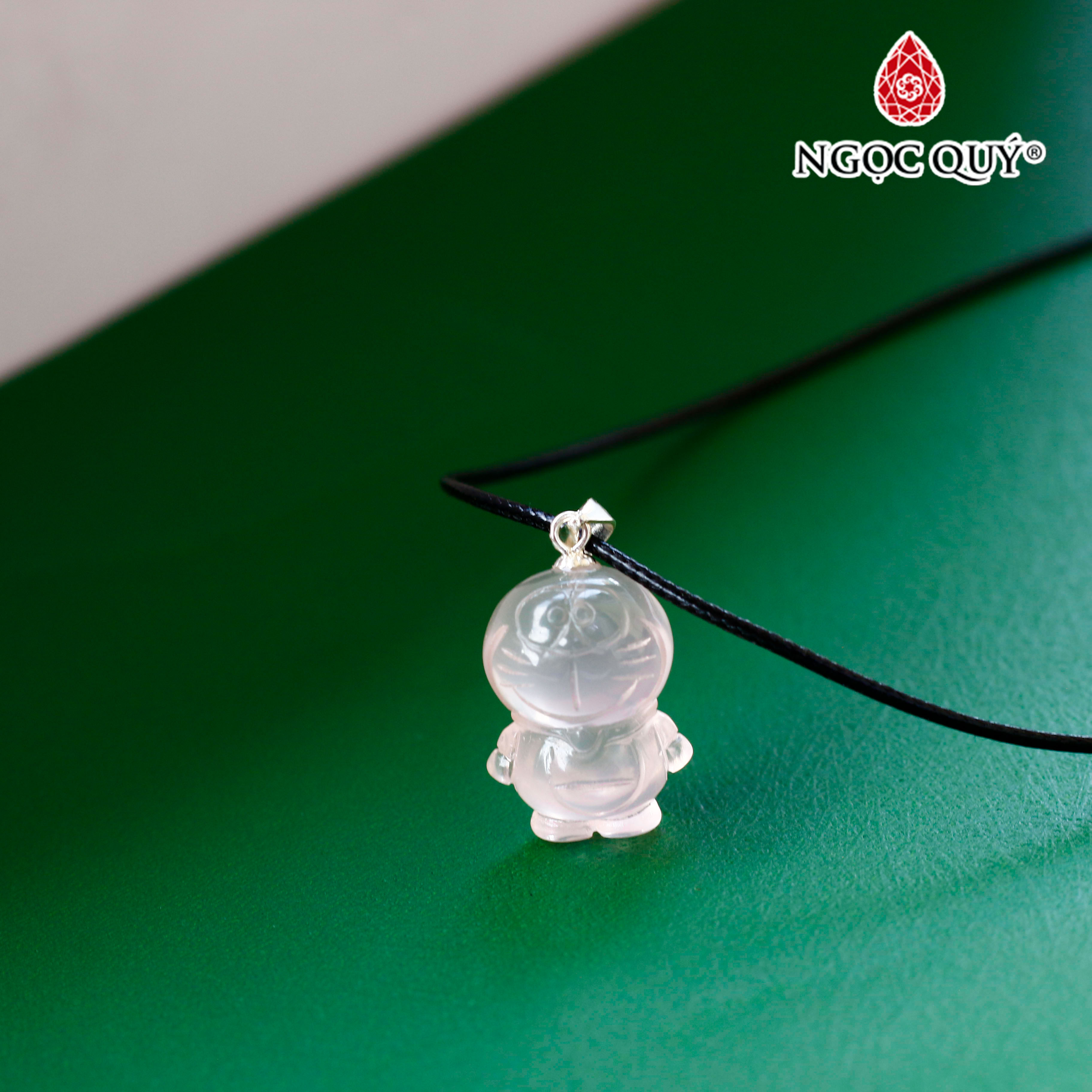 Mặt dây chuyền đoraemon pha lê hồng cao cấp - Ngọc Quý Gemstones