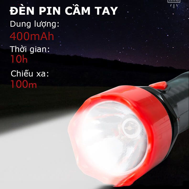 Đèn pin cầm tay siêu sáng chiếu xa 2 chế độ, pin trâu 400mah, đèn led cầm tay cao cấp