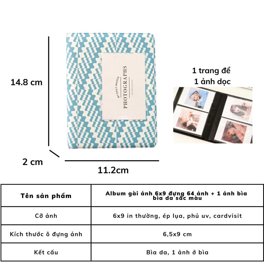 Album ảnh 6x9 mini bìa da sắc màu đựng 64 ảnh và 1 ảnh bìa binder đựng card, lomocard quà tặng Tú Vy Studio