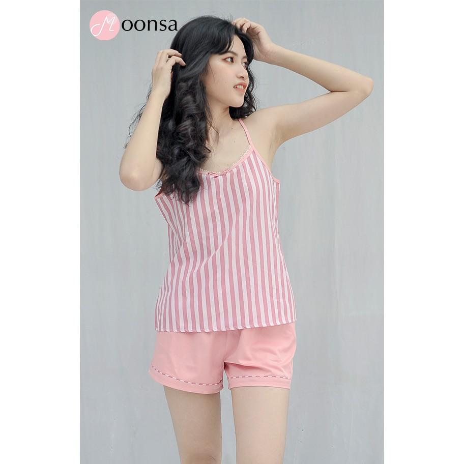 Bộ Ngủ 2 Dây Hồng Sọc