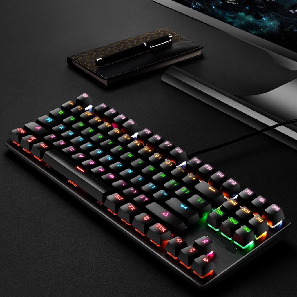 87 Keys Usb Wired Mechanical Keypad RGB Backlight Gaming PC Keyboard