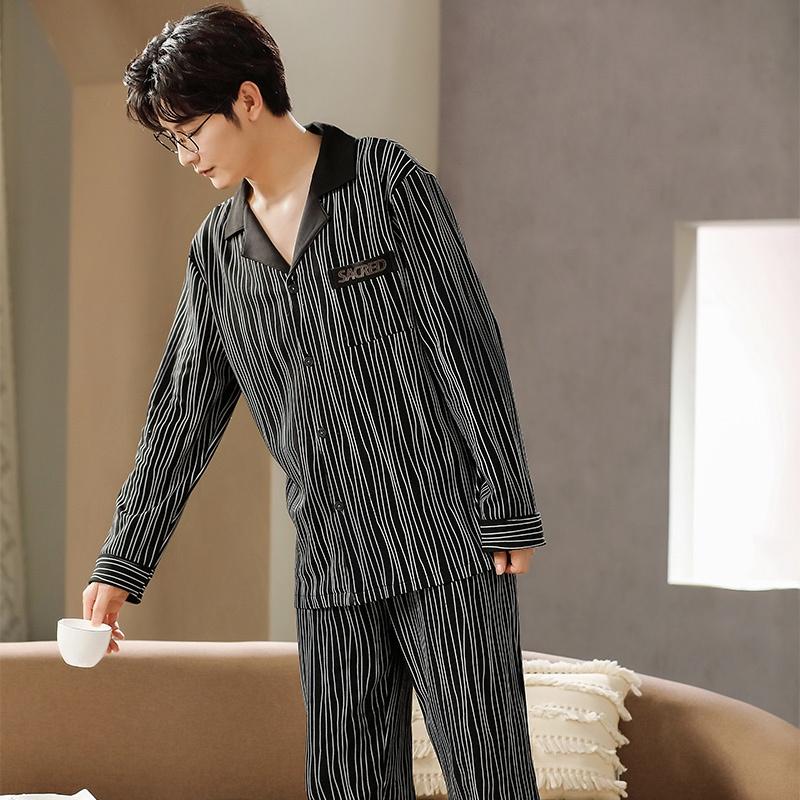 Bộ Pijama nam dài tay cao cấp, có thể mix đôi cùng bộ nữ, họa tiết độc lạ, màu trầm gọn dáng, size L-3XL