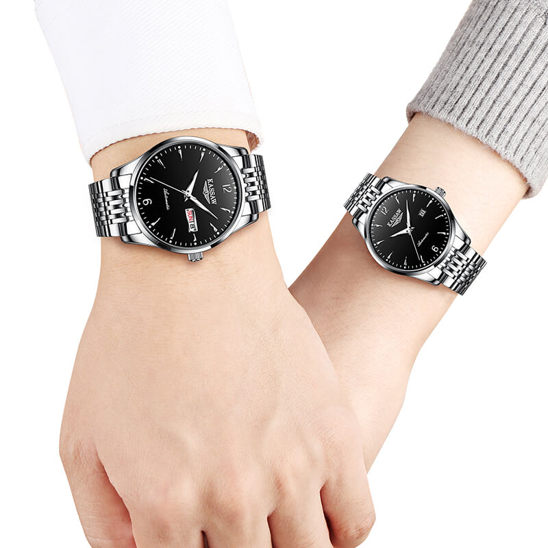 Đồng hồ đôi chính hãng KASSAW K876-9 chống nước,chống xước,kính sapphire ,Dây kim loại thép không gỉ 316L ,hàng mới 100% ,Đồng hồ cơ ,Thiết kế đơn giản và sang trọng
