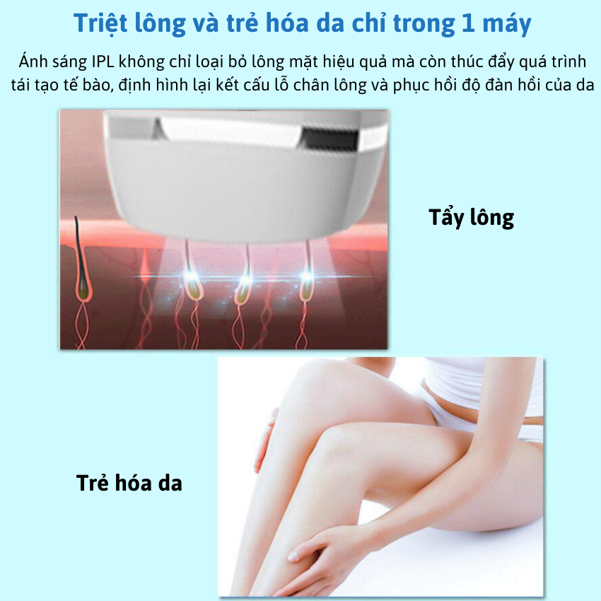 Máy Triệt Lông Vỉnh Viễn 2 Trong 1 JOOU IPL D19 Đèn Thạch Anh A+ Tẩy Lông và Làm Đẹp Da 2 in 1