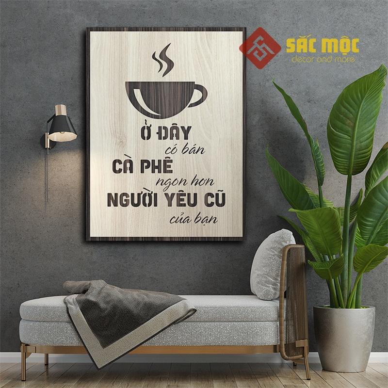 Tranh treo quán Cafe TCF001, trà sữa, trà chanh và tặng kèm đinh treo