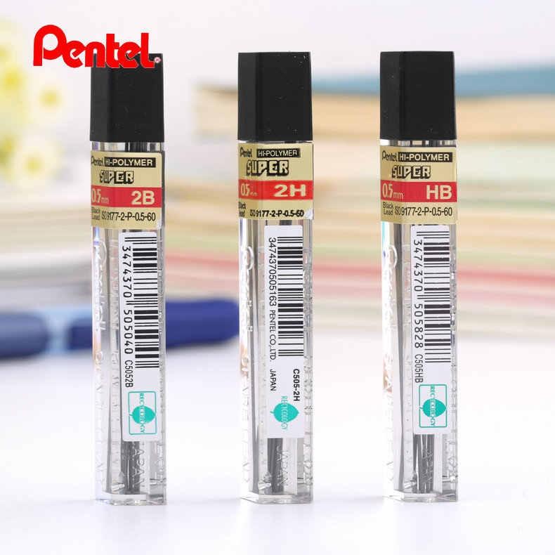 Ruột Chì Kim Pentel Hi-Polymer Super C505 2B Ngòi 0.5mm | Siêu ứng (12 Ruột/Tuýp)