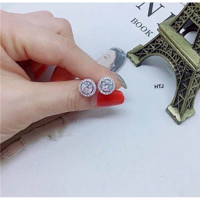 Bông tai nữ tròn phong bách hàn quốc bạc ta
