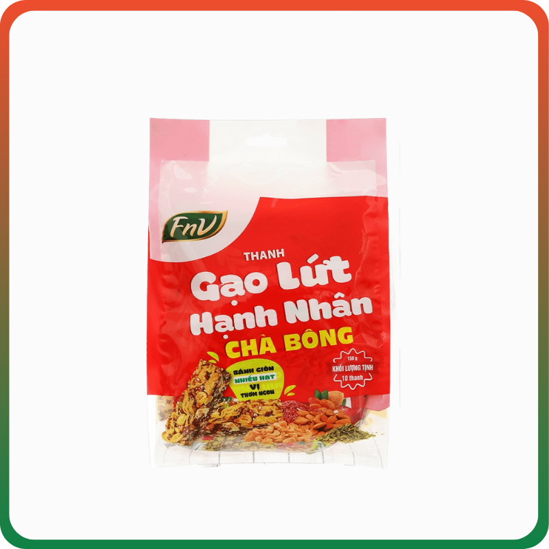 Thanh gạo lứt hạnh nhân chà bông FnV bịch 150g