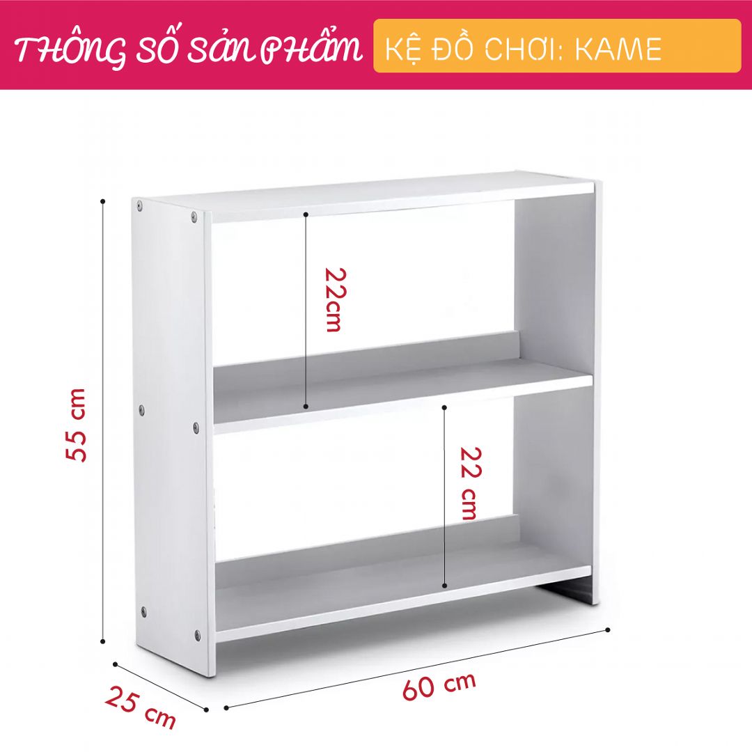 Kệ để đồ chơi cho bé SMLIFE Kame | Gỗ MDF dày 17mm chống ẩm | D60xR25xC55cm