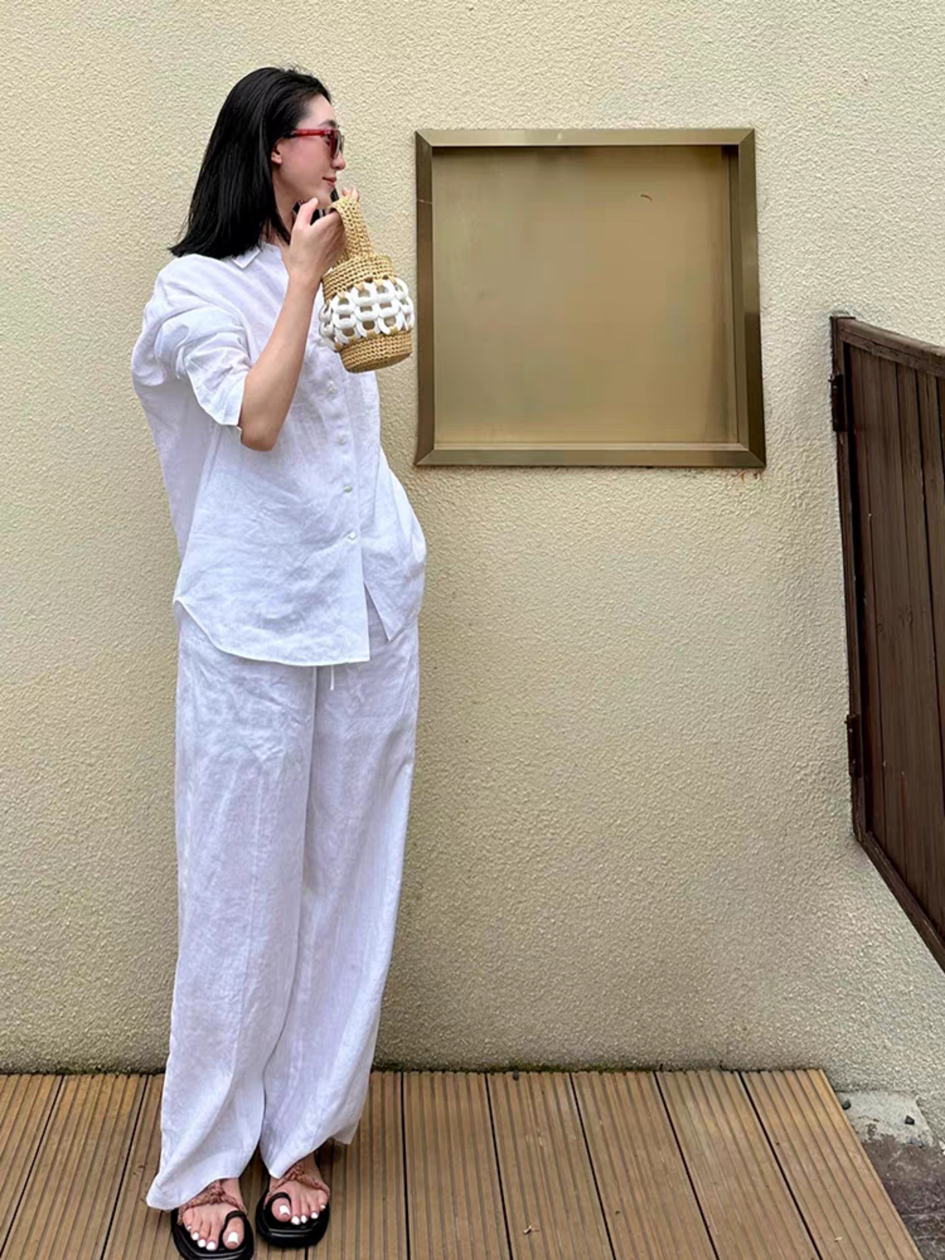 Set sơ mi nữ + quần dài ống rộng trơn basic nhưng vẫn vintage ,trẻ trung kết hợp với chất vải linen mềm mịn Bv08