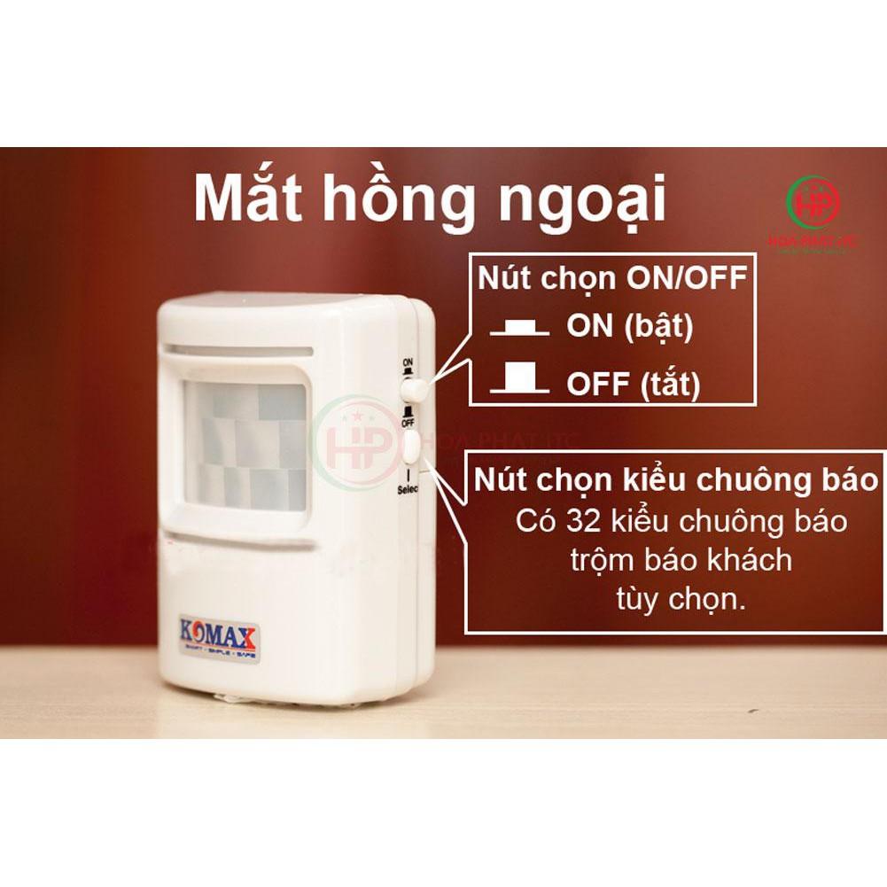 Chuông báo khách hồng ngoại cao cấp Komax - Hàng chính hãng KM-X850 Chuông báo dùng pin + Adapter tiện ích - Hàng chính hãng