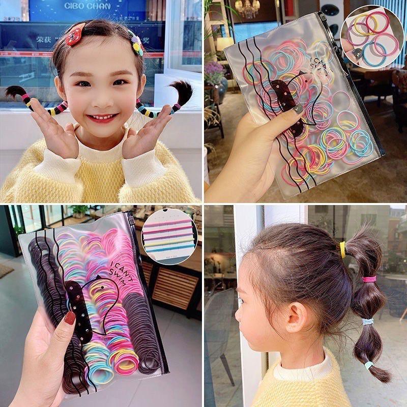 Set 500 chun buộc tóc nhiều màu sắc kèm túi zip