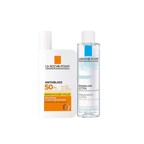 Combo Kem Chống Nắng Không Gây Nhờn Rít La Roche-Posay Anthelios Fluid SPF 50+ 50ml và Nước Tẩy Trang Cho Da Nhạy Cảm 50ml