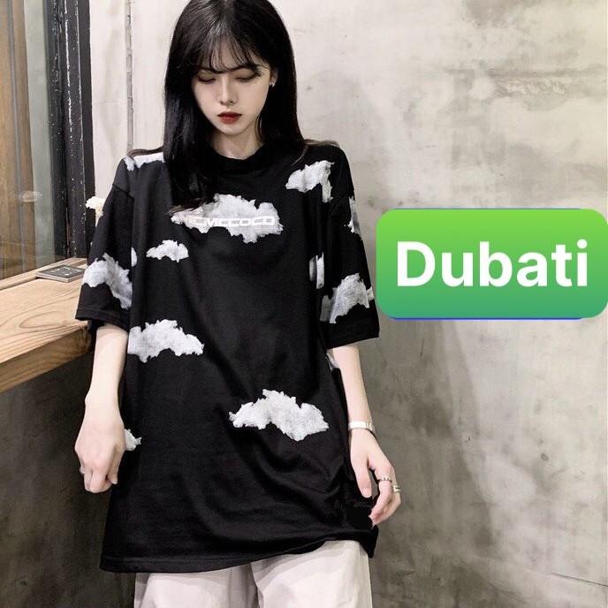 ÁO THUN UNISEX NAM NỮ TAY LỠ FROM RỘNG THỜI TRANG ĐEN NGỰA MÂY TRỜI TRẺ TRUNG - DUBATI FASHION