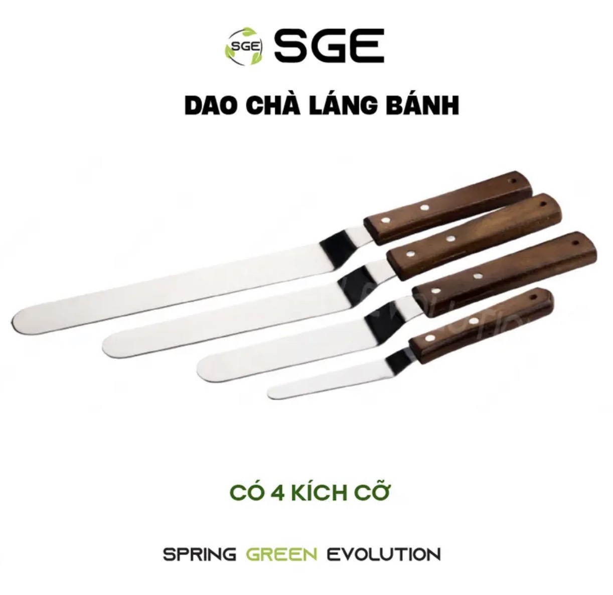 Dao Chà Láng Bánh/ Dao Lấy Bánh, Xẻng Phết Bánh Kem Spatula Model BS. Có 4 Kích Thước, Chất Liệu Inox Cao Cấp, Tay Cầm Gỗ, Siêu Nhẹ. Hàng Nhập Khẩu Chính Hãng Thái Lan