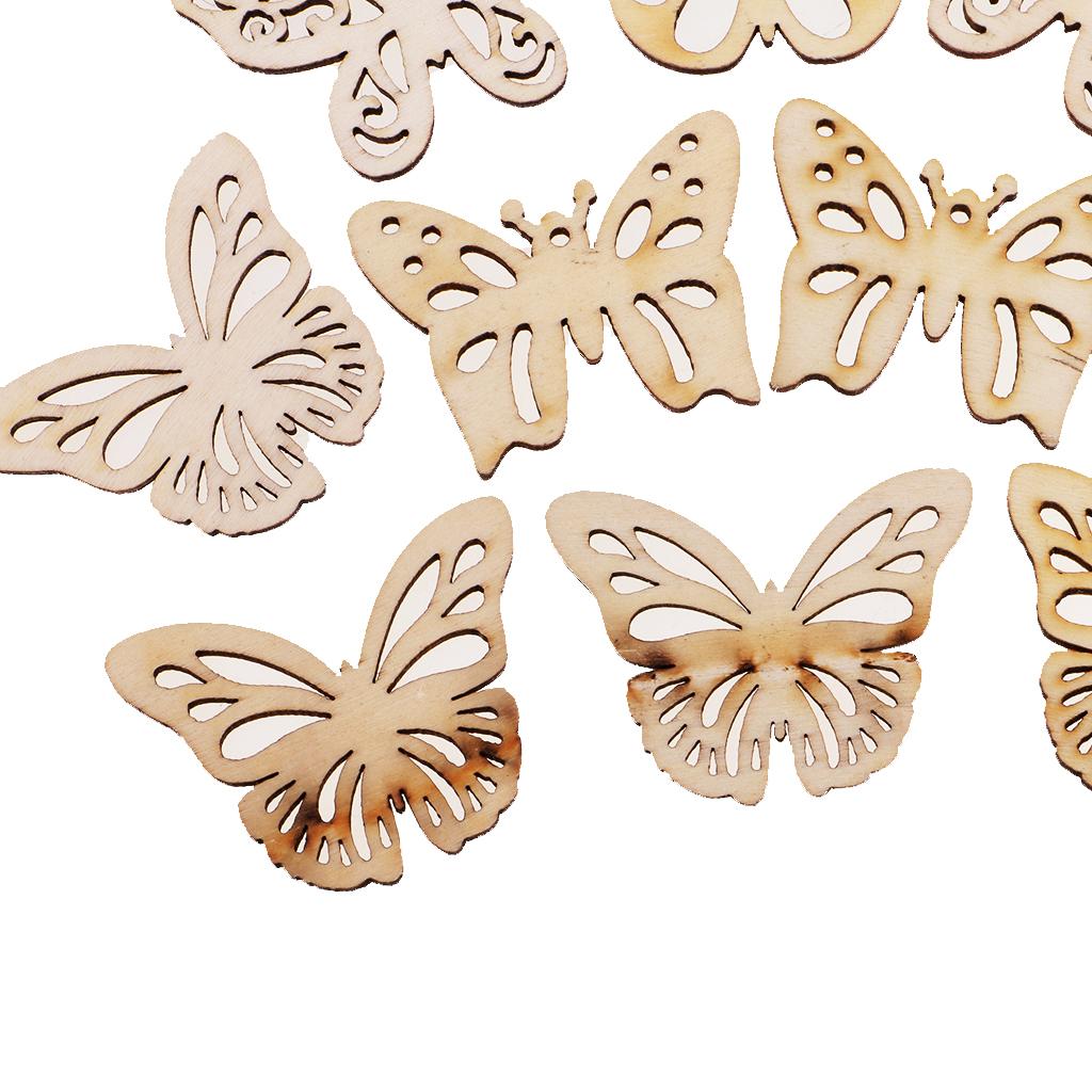 50 Con Tự Nhiên Khắc Butterlfy Gỗ Đồ Trang Trí Tôn Dáng Tự Làm Nghệ Thuật Thủ Công