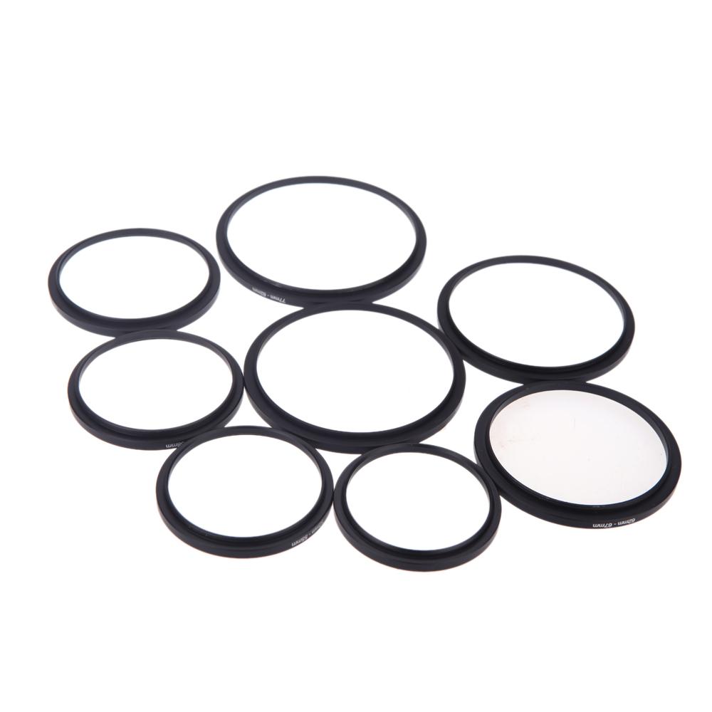 8pcs Filter Step Up Rings Adapter 49-52-55-58-62-67-72-77-82mm 49mm-82mm