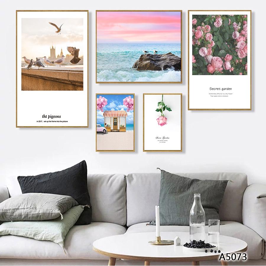 Bộ tranh khung canvas treo tường phong cảnh biển