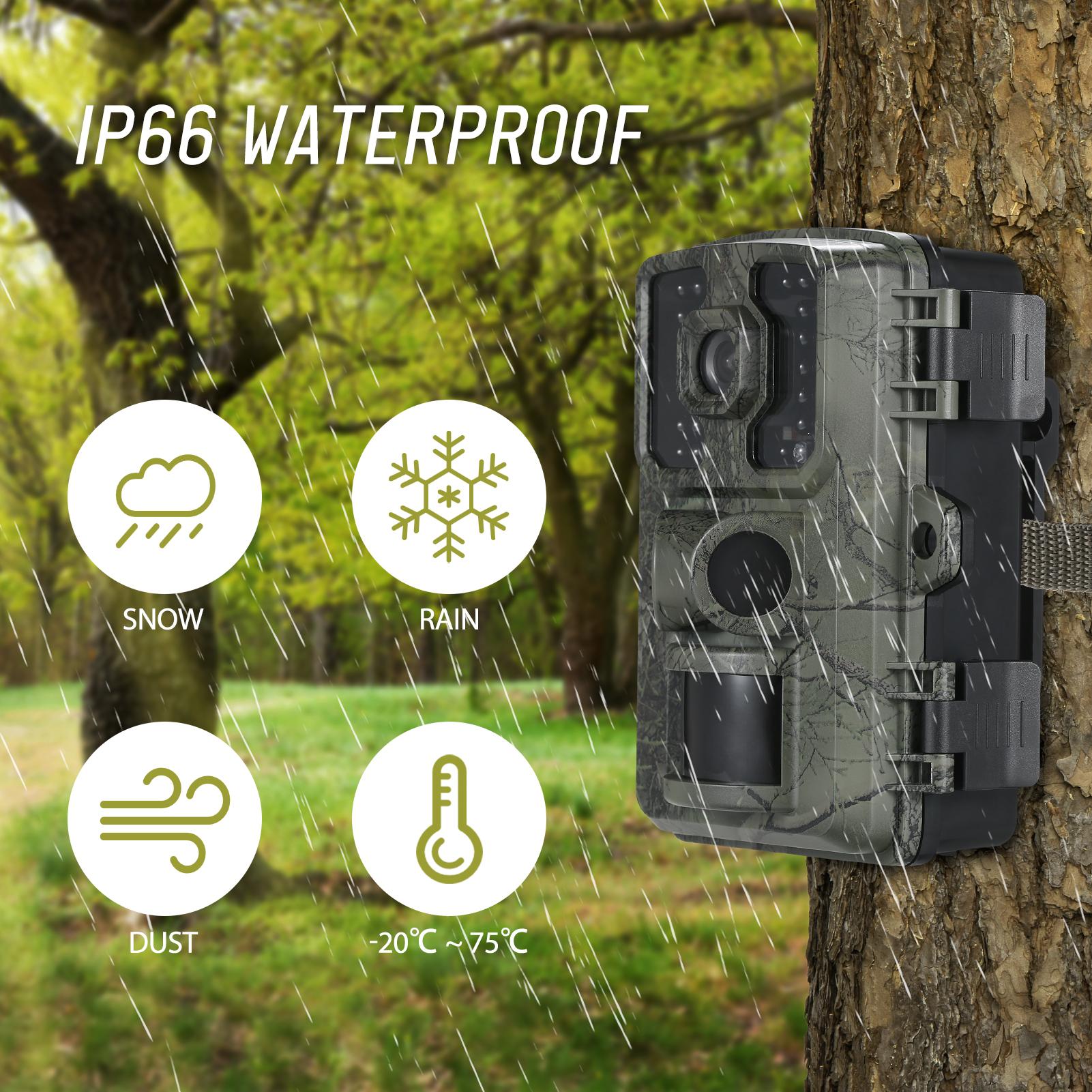 Trail Camera 16MP 4K Waterproof Game Hunting Camera with Night Vision for Wildlife Monitoring Hunting