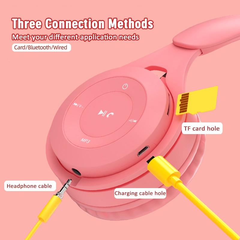 Tai nghe Bluetooth 5.0,tai nghe Bluetooth Y08 có micro Headphone không dây,thời trang dễ thương học online