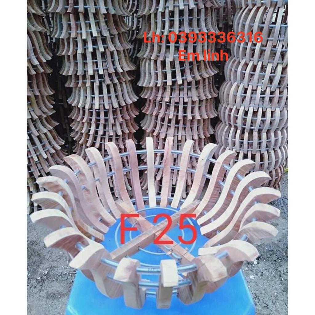 Chậu gỗ  trồng lan kiểu sen Size 25  - tặng lưới lót chậu, móc treo