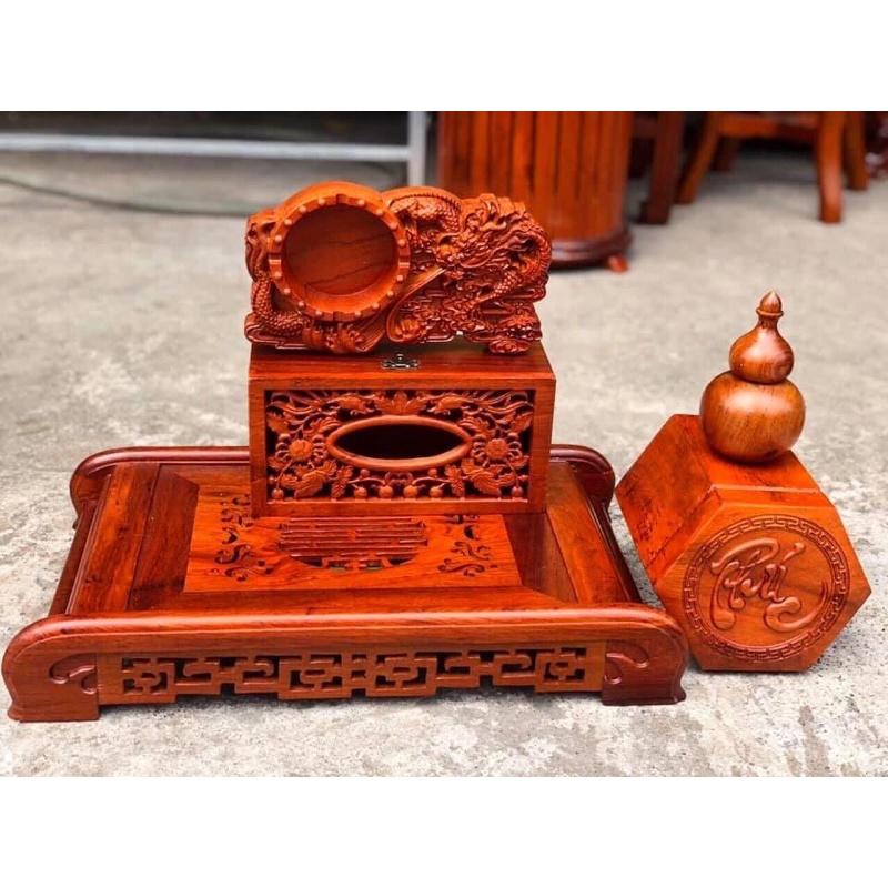 Combo bàn trà gỗ hương sang trọng