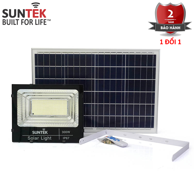 Đèn Pha Năng Lượng Mặt Trời SUNTEK LED Solar Light 300W - Chiếu sáng liên tục 14 giờ | Tuổi thọ 6-7 năm | Chống Nước/Bụi/Sét | Tự động Bật/Tắt | Điều khiển Từ xa - Hàng Chính Hãng - Bảo hành 2 năm 1 đổi 1