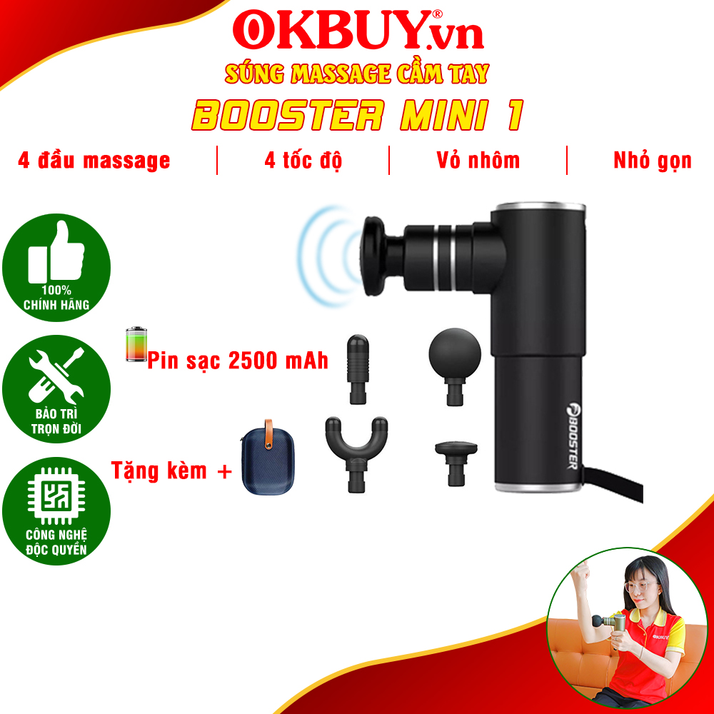 Máy Massage Cầm Tay Mini 4 Đầu Mỹ Booster Pocket Mini