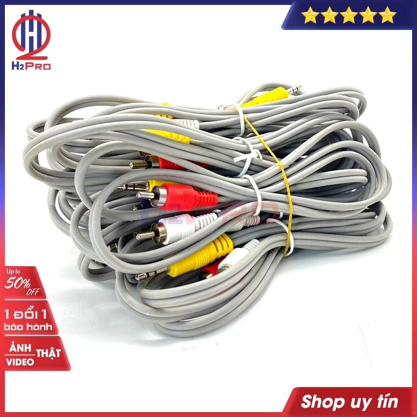 Combo 10 Dây 3.5 ra av xịn H2pro dài 140cm-dày dặn-chống nhiễu , Dây cáp loa 3.5mm to AV 2 RCA Audio cao cấp