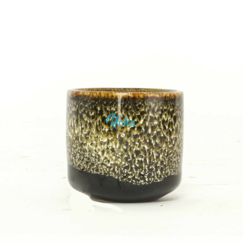 Set sake cao men gấm vàng hỏa biến - Bộ sake gốm Unika Bát Tràng