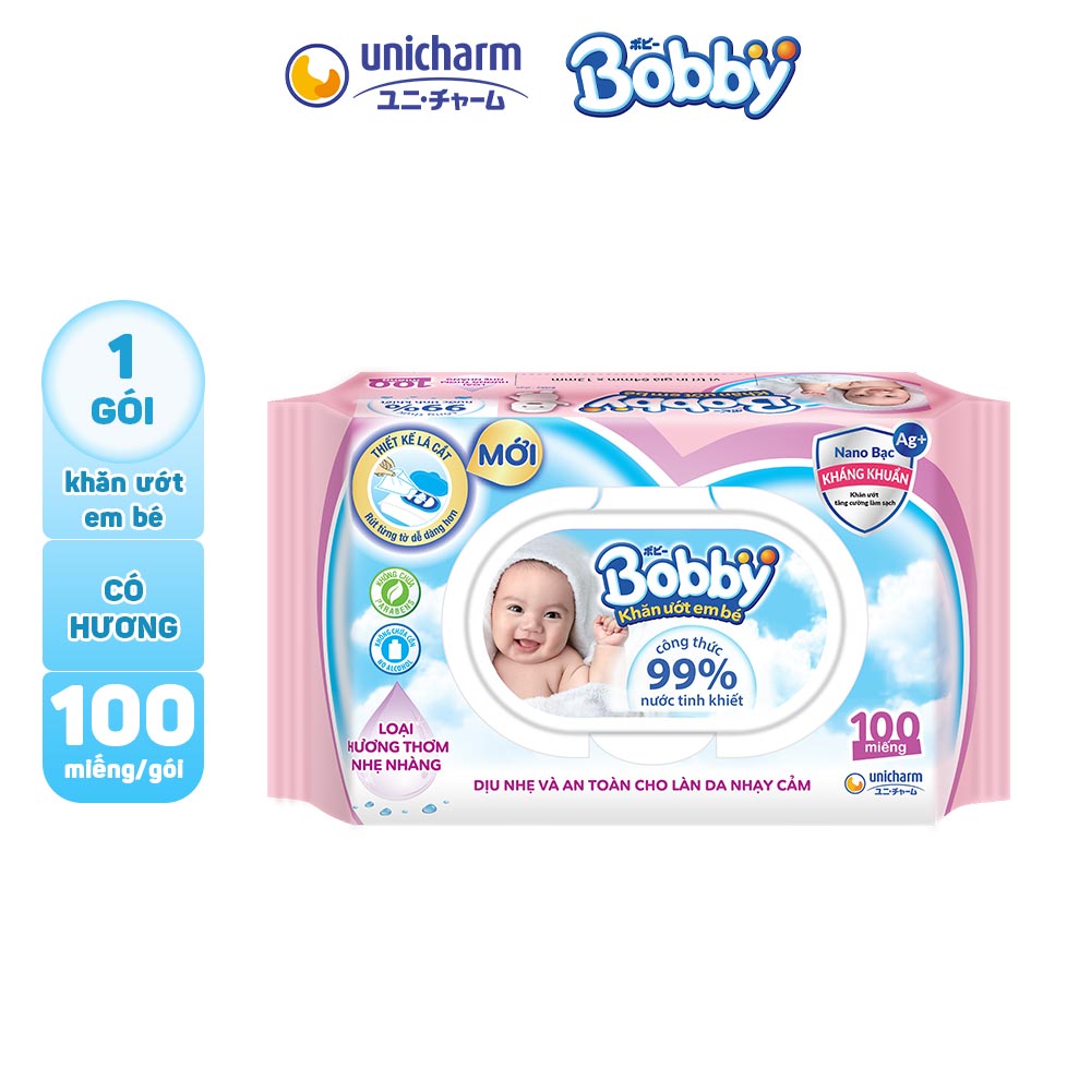 Khăn Ướt Bobby Care Có Hương 100 Tờ