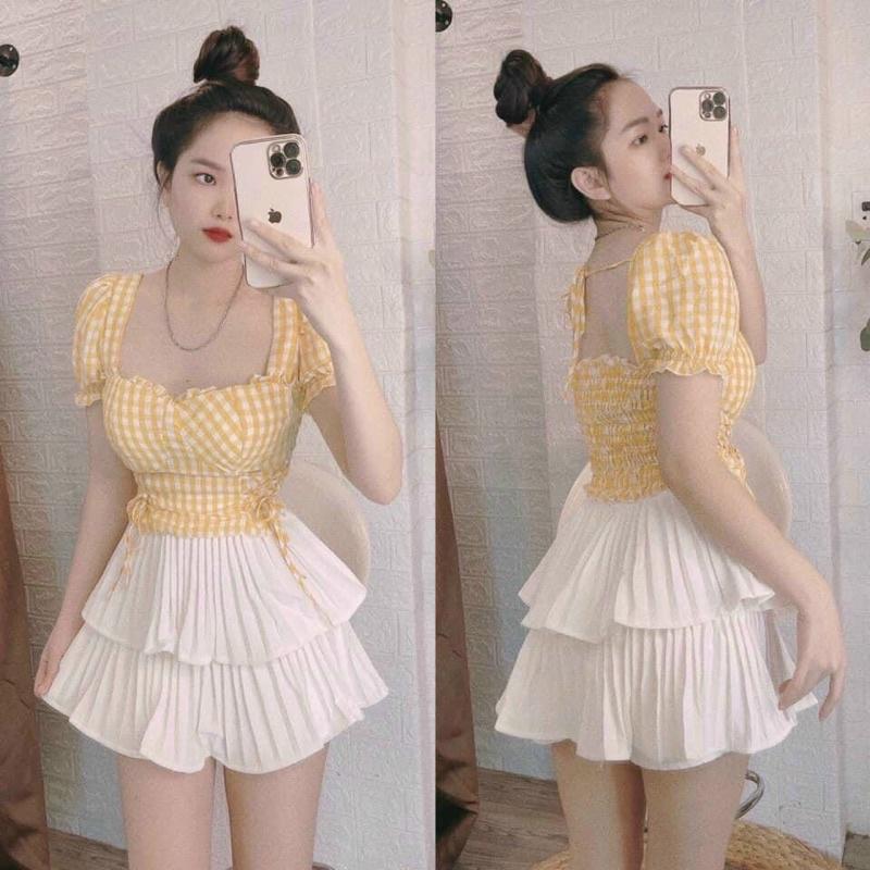 Áo kiểu, áo kiểu caro, áo kiểu dễ thương