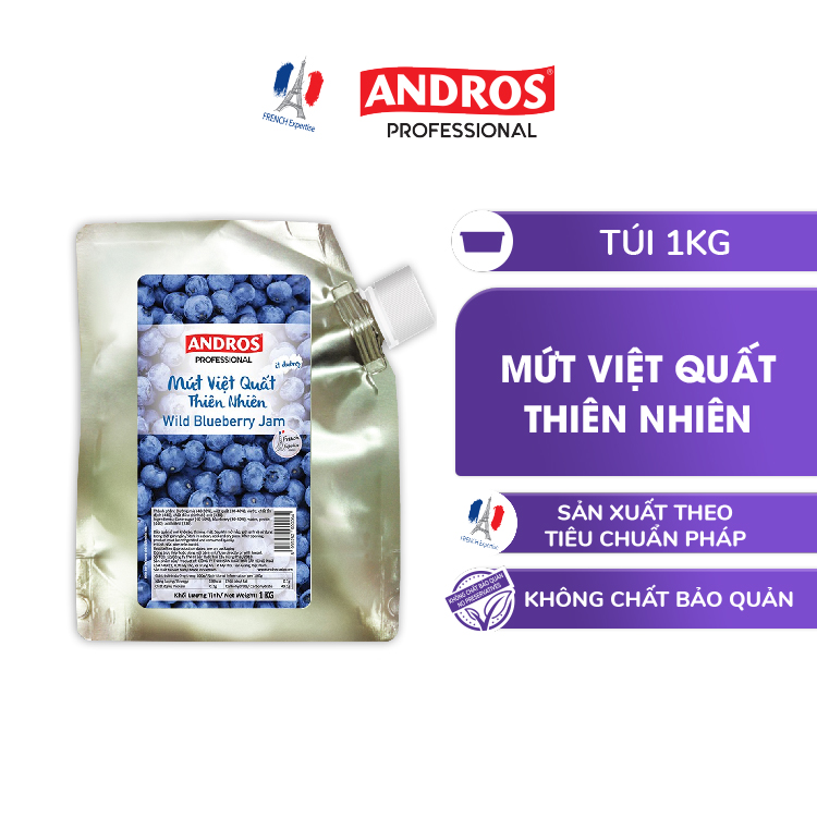 Mứt Việt Quất Thiên Nhiên Ít Đường - Không Chất Bảo Quản - ANDROS - 1kg